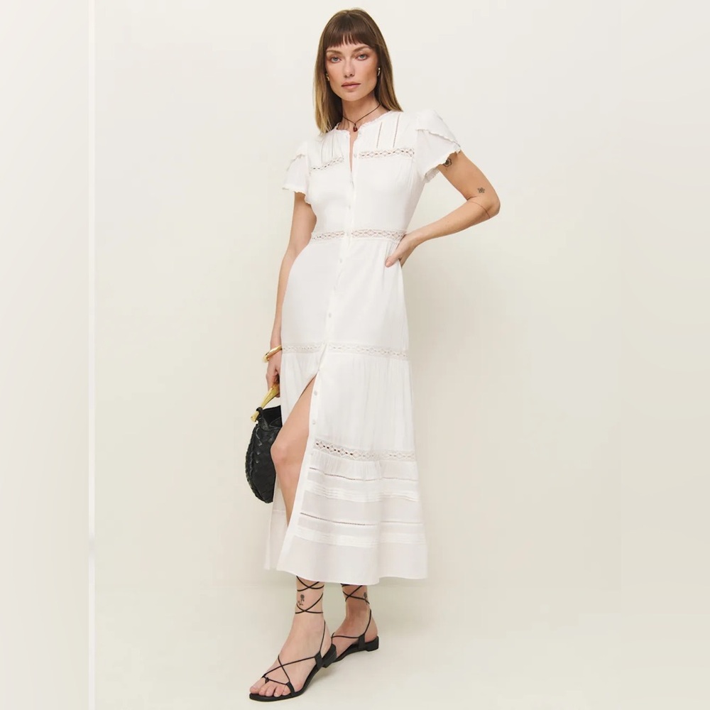 REFORMATION Zebrina White Dress Size 6